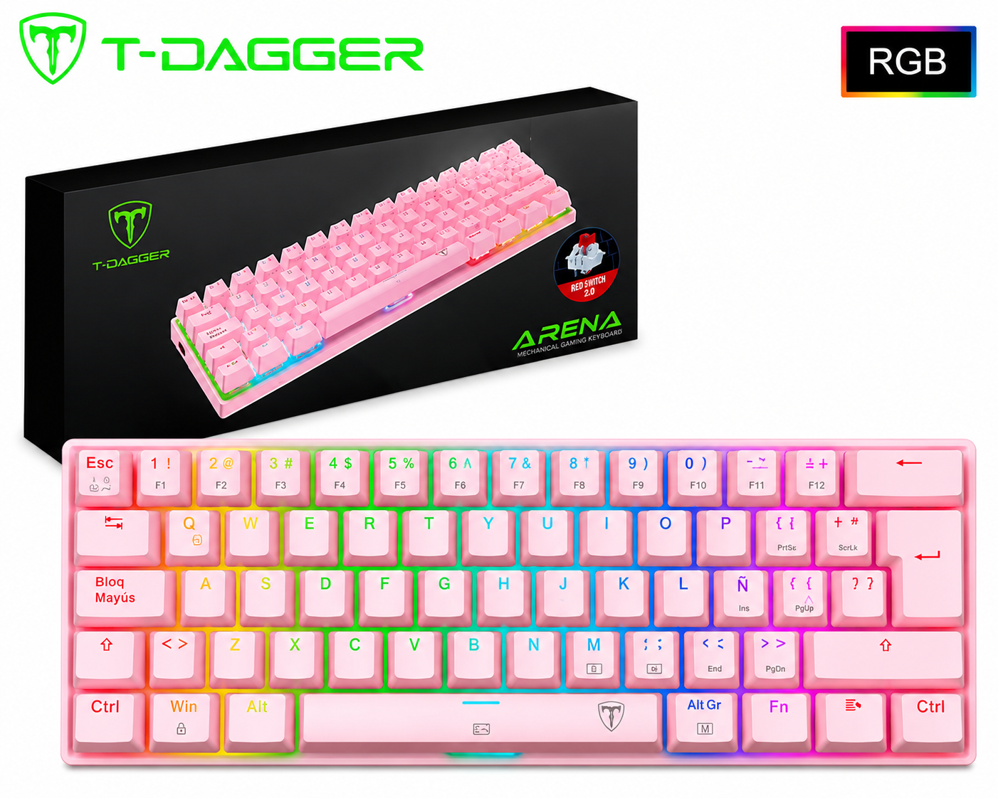 Teclado mecanico T-DAGGER ROSA